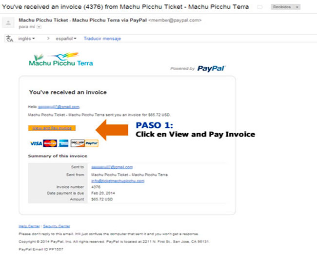 factura de pago Paypal