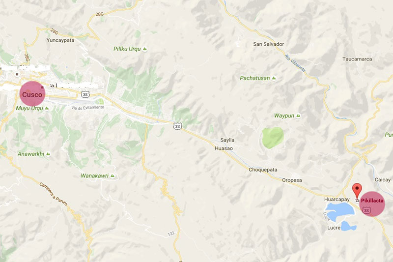 Location of the archaeological complex of Piquillacta