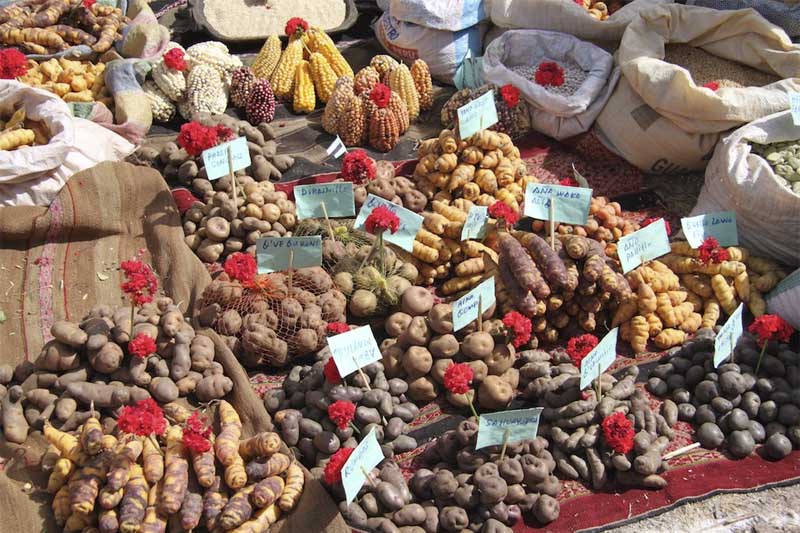 Produtos orgânicos, mercado de Pisac