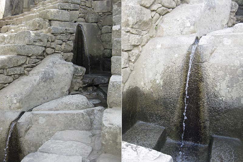 Canales de agua en Machu Picchu