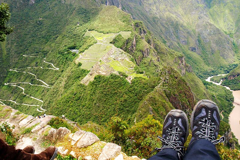 View of Machu Picchu from the top of the mountain Huayna Picchu