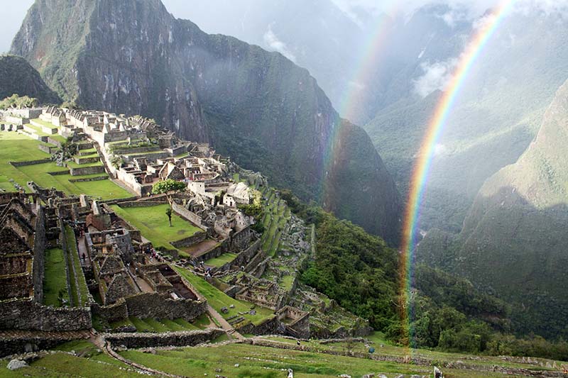 Arco íris, em, machu, picchu