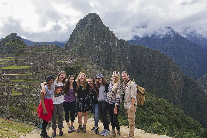 Students enjoying Machu Picchu