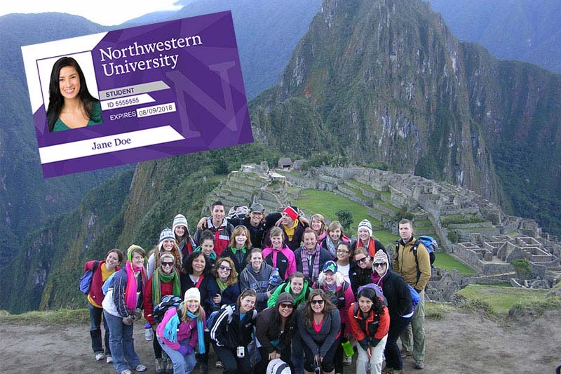 Students visiting the Inca city of Machu Picchu