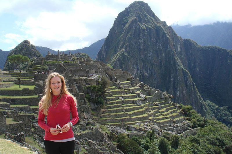 Blick auf den Berg Huayna Picchu
