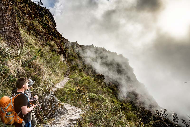 The Inca road covered by fog