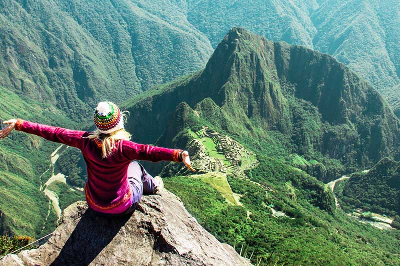 A cidade inca observada a partir da montanha Machu Picchu