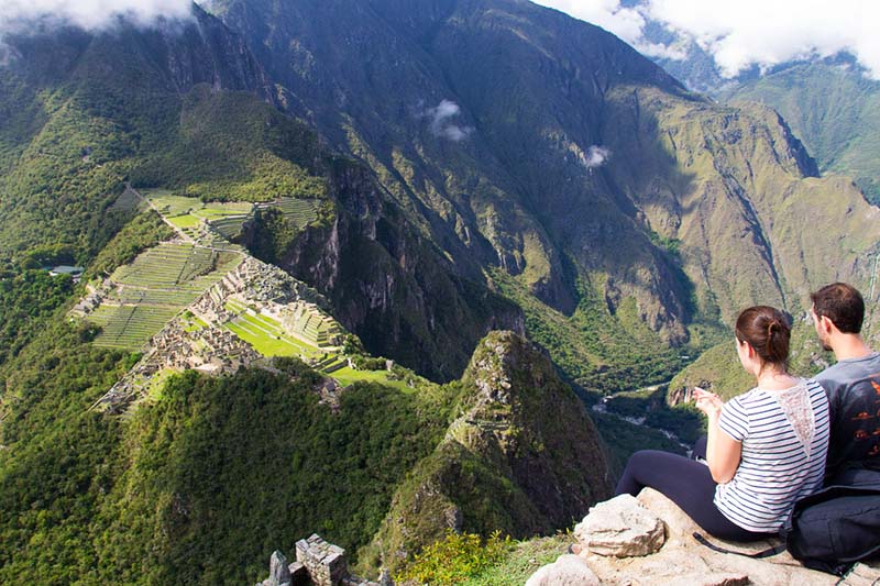 Tourist on top of Huayna Picchu