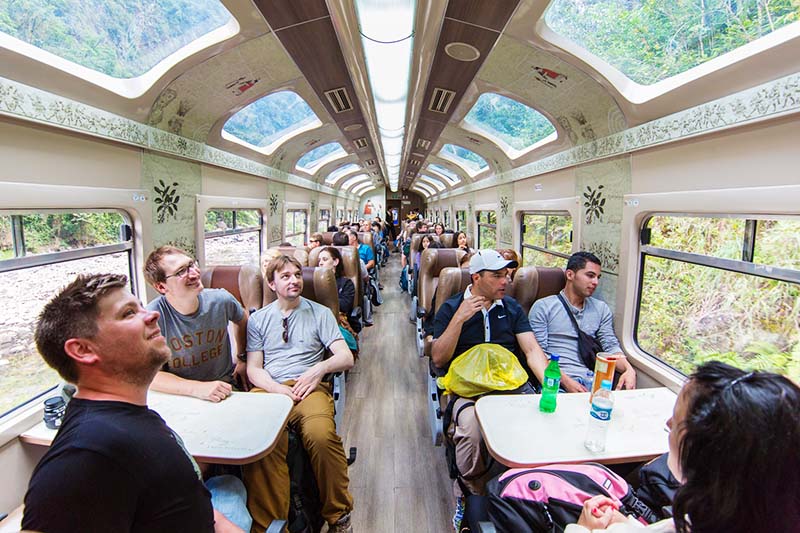 Inside of the train Vistadome on the trip to Machu Picchu