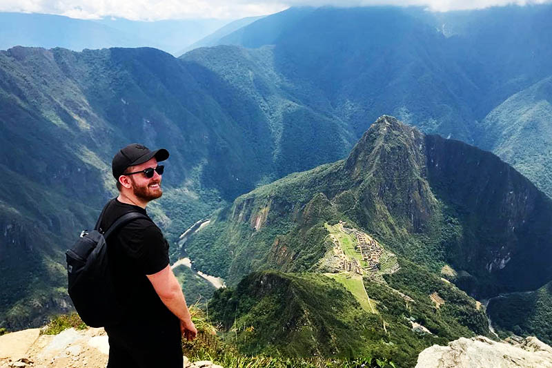 Die Inka-Stadt Machu Picchu wurde vom Gipfel des Machu Picchu-Berges beobachtet