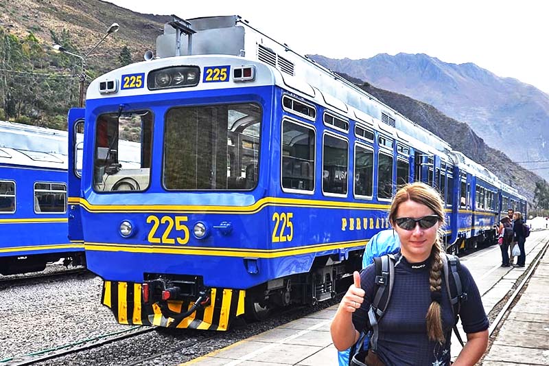 Tourist at the train station to Machu Picchu