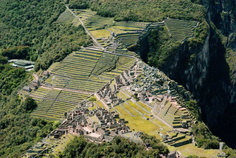 Ansicht von Machu Picchu vom Huayna Picchu Berg
