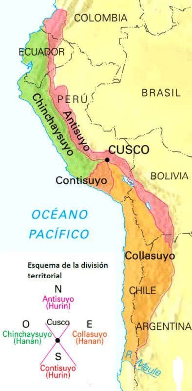 Mapa del imperio de los Incas