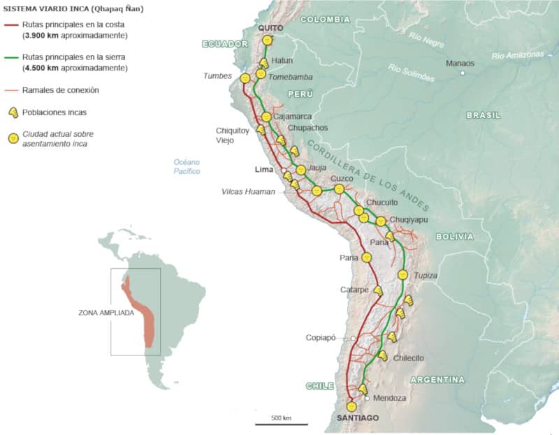 Mapa del Camino Inca