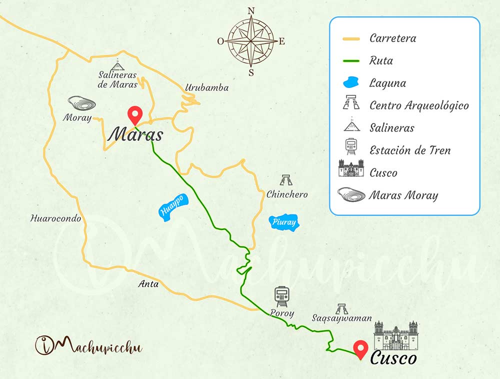 Mapa para llegar al pueblo de Maras