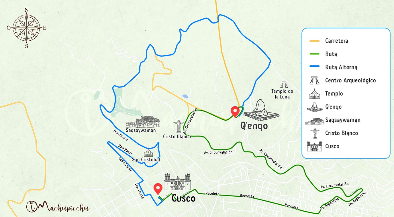 Mapa para llegar a Qenqo