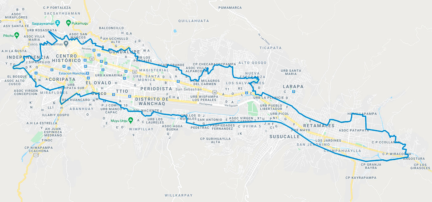 Mapa de los limites del servicio