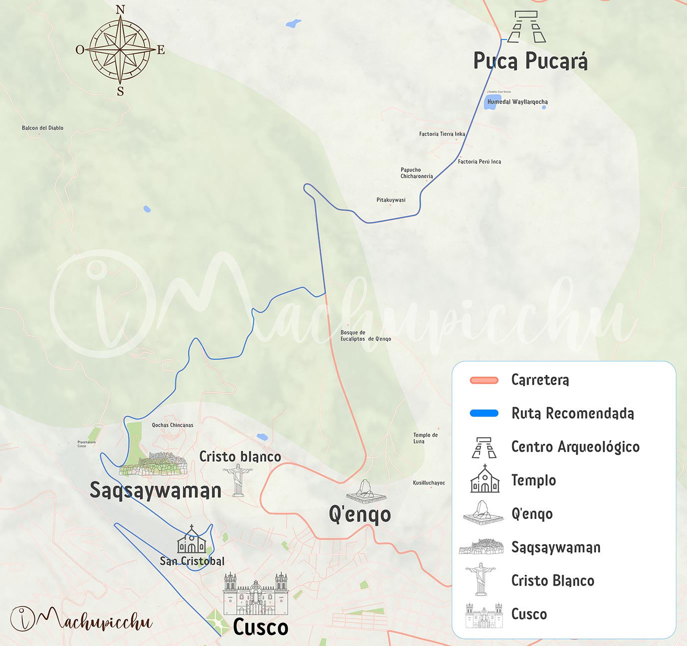 Mapa para llegar a Puca pucara