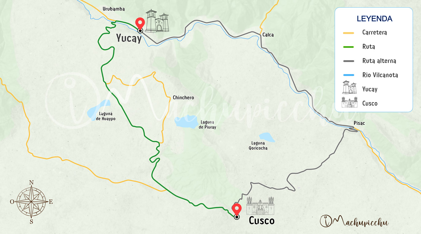 Mapa para llegar a Yucay