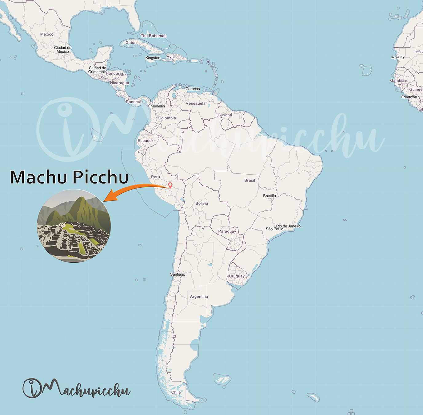 Ubicación de Machu Picchu en America del Sur