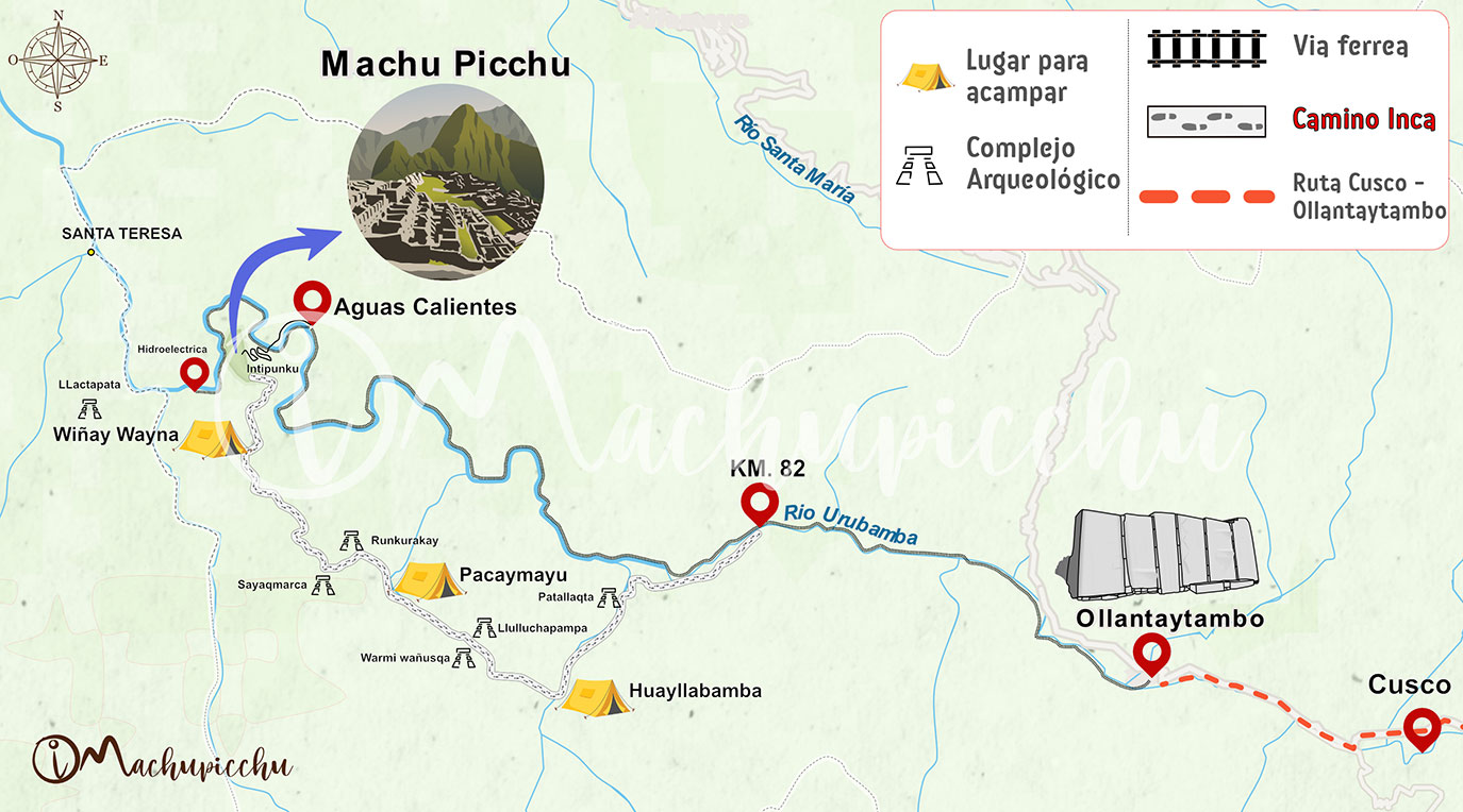 Mapa del Camino Inca a Machu Picchu