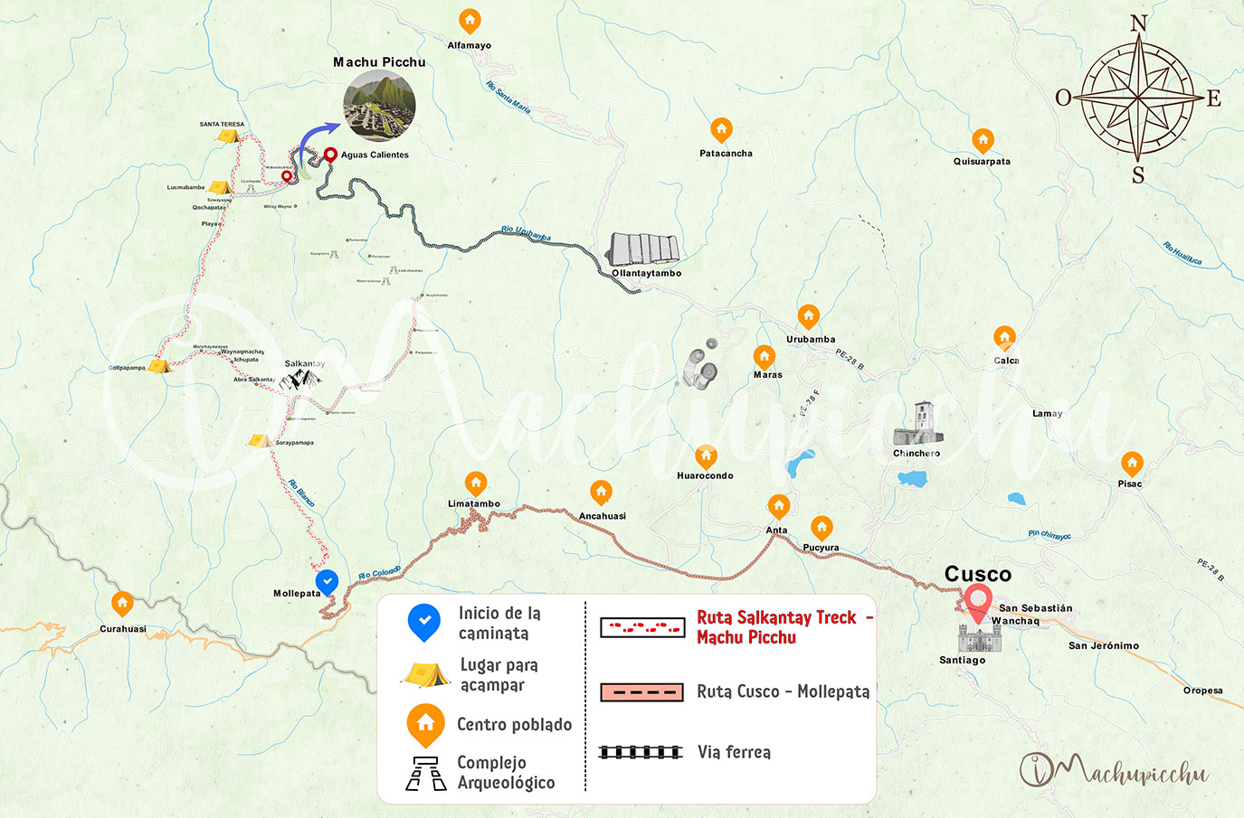 Mapa del Salkantay Trek a Machu Picchu