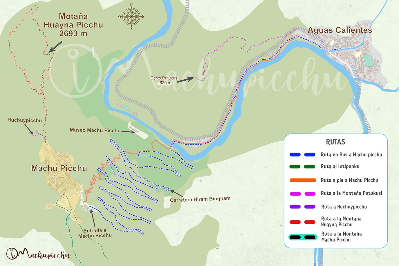 Mapa para llegar a Huchuypicchu