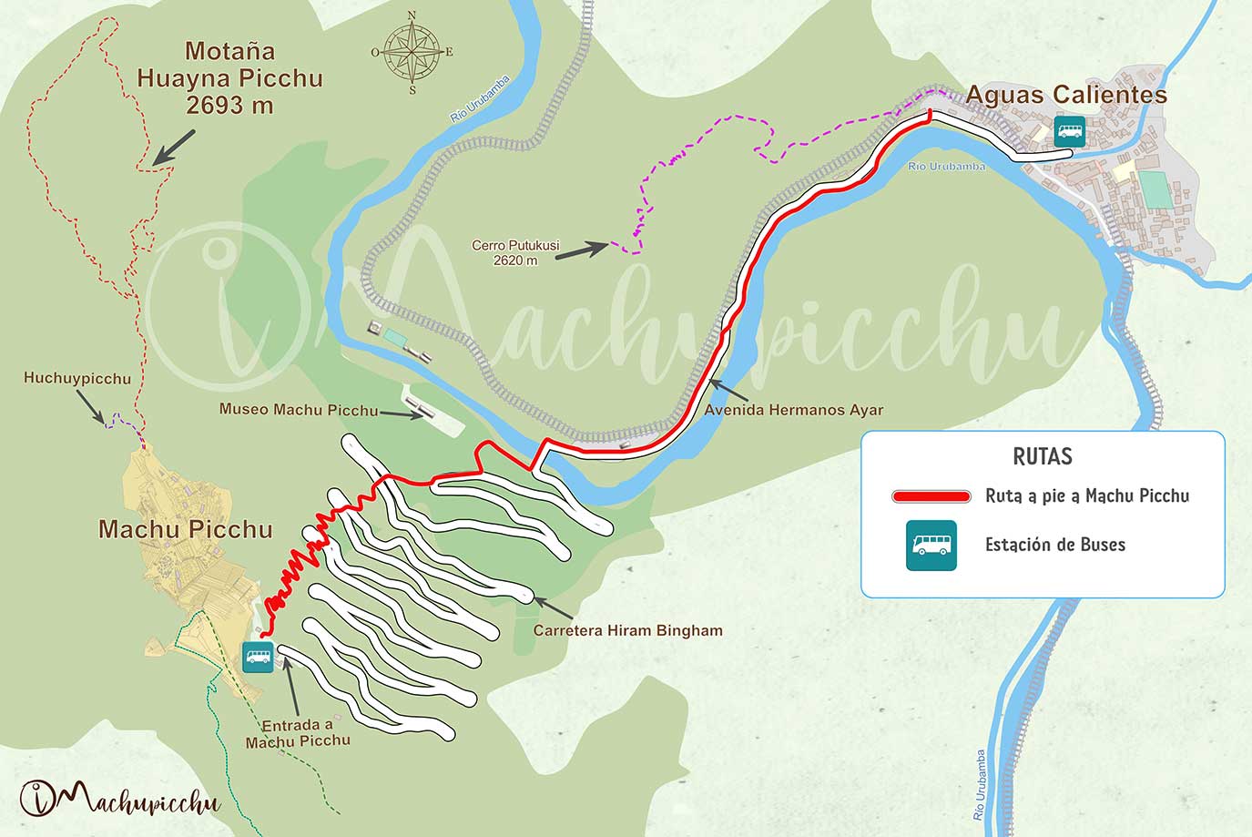 Mapa para llegar a Huchuypicchu