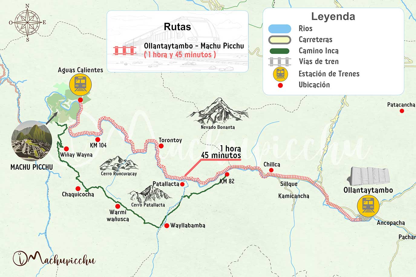 Mapa para llegar a Machupicchu