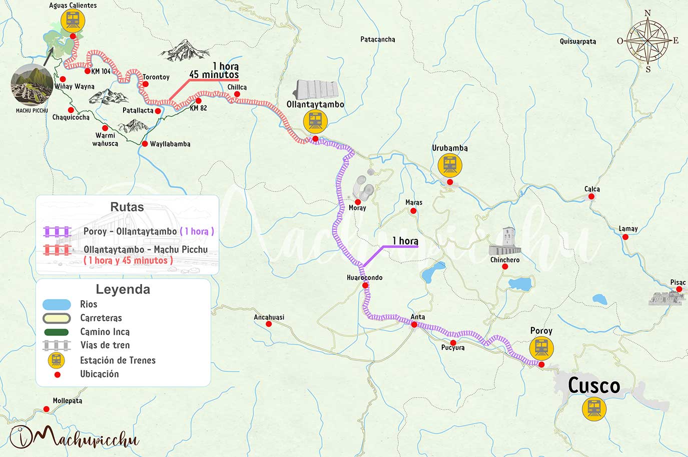 Mapa para llegar a Machupicchu