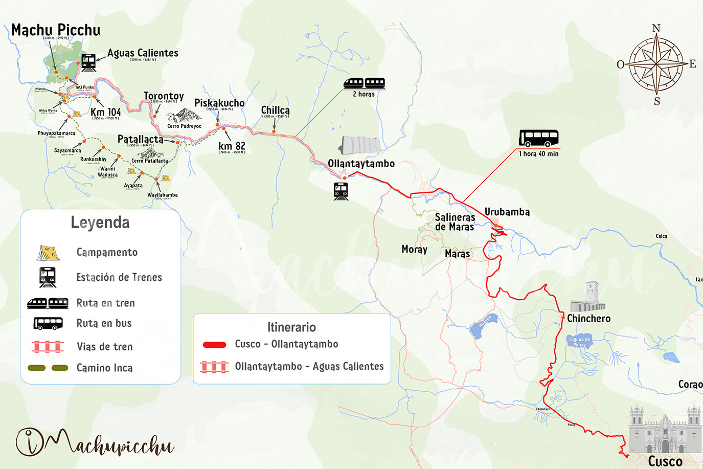 Mapa Viaje tren a Machu Picchu