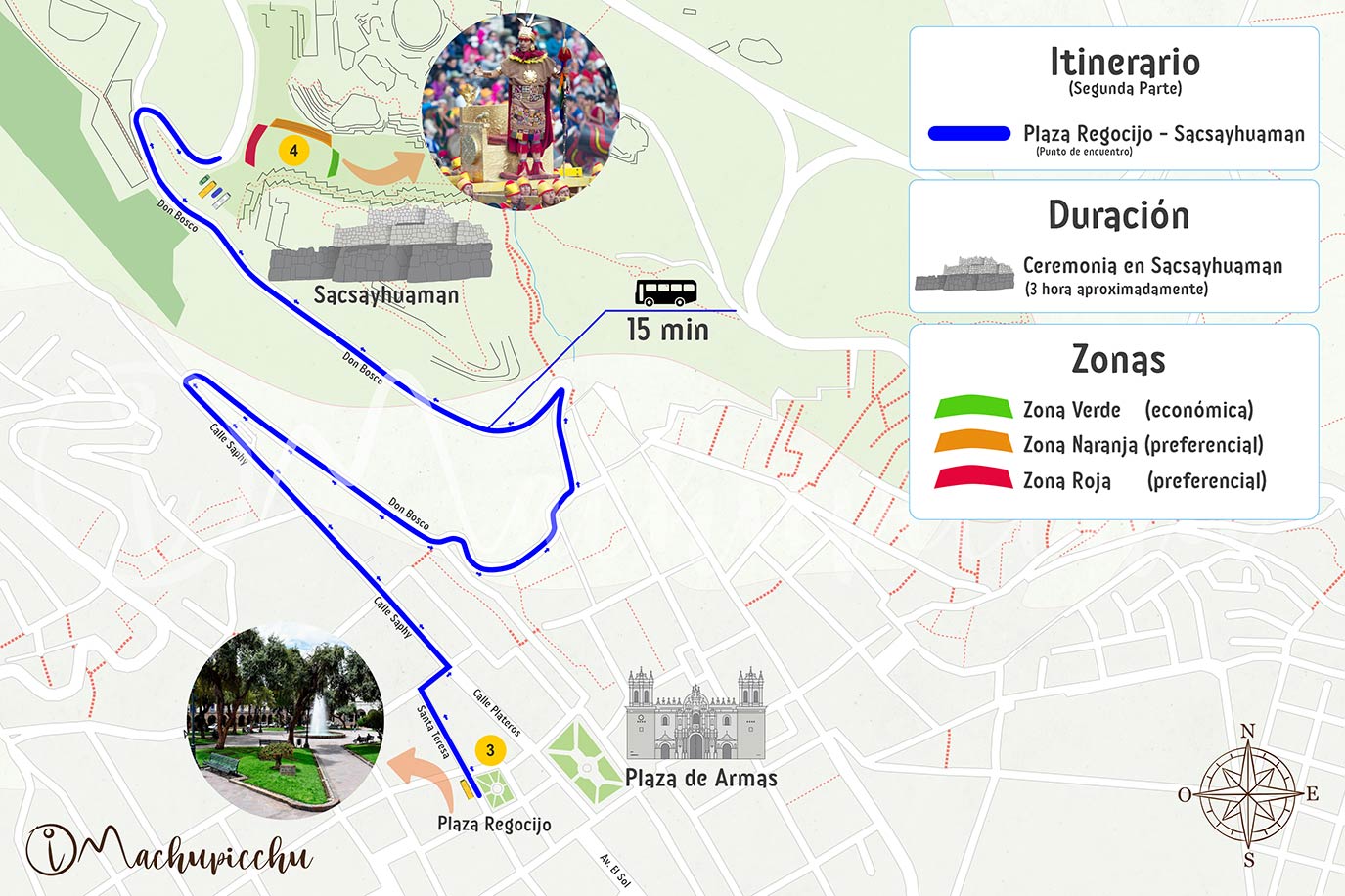 Mapa tour Inti Raymi Sacsayhuaman