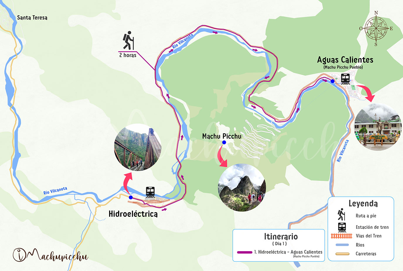 Ruta mapa Hidroelectrica - Aguas Calientes