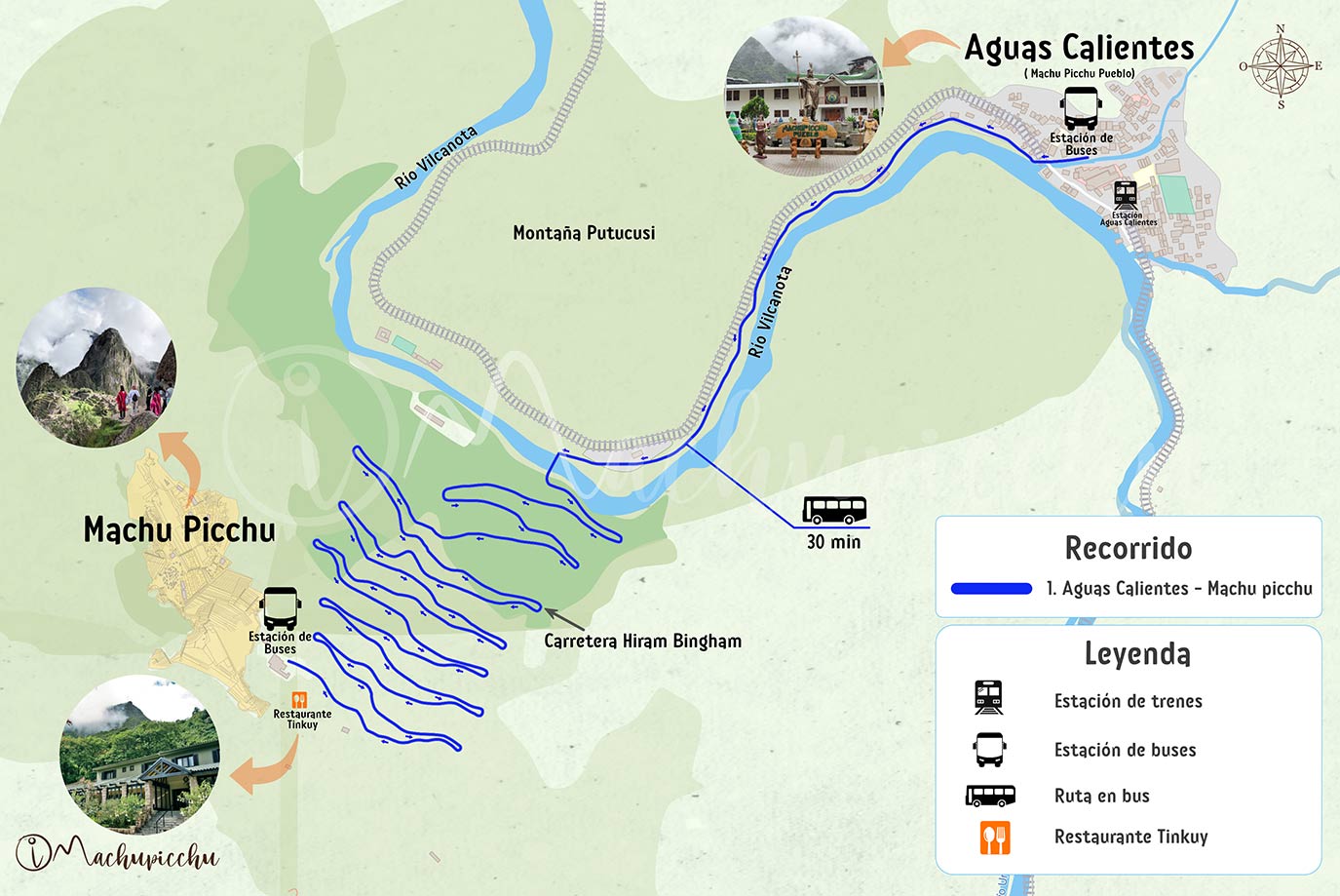 Mapa para llegar a Huchuypicchu