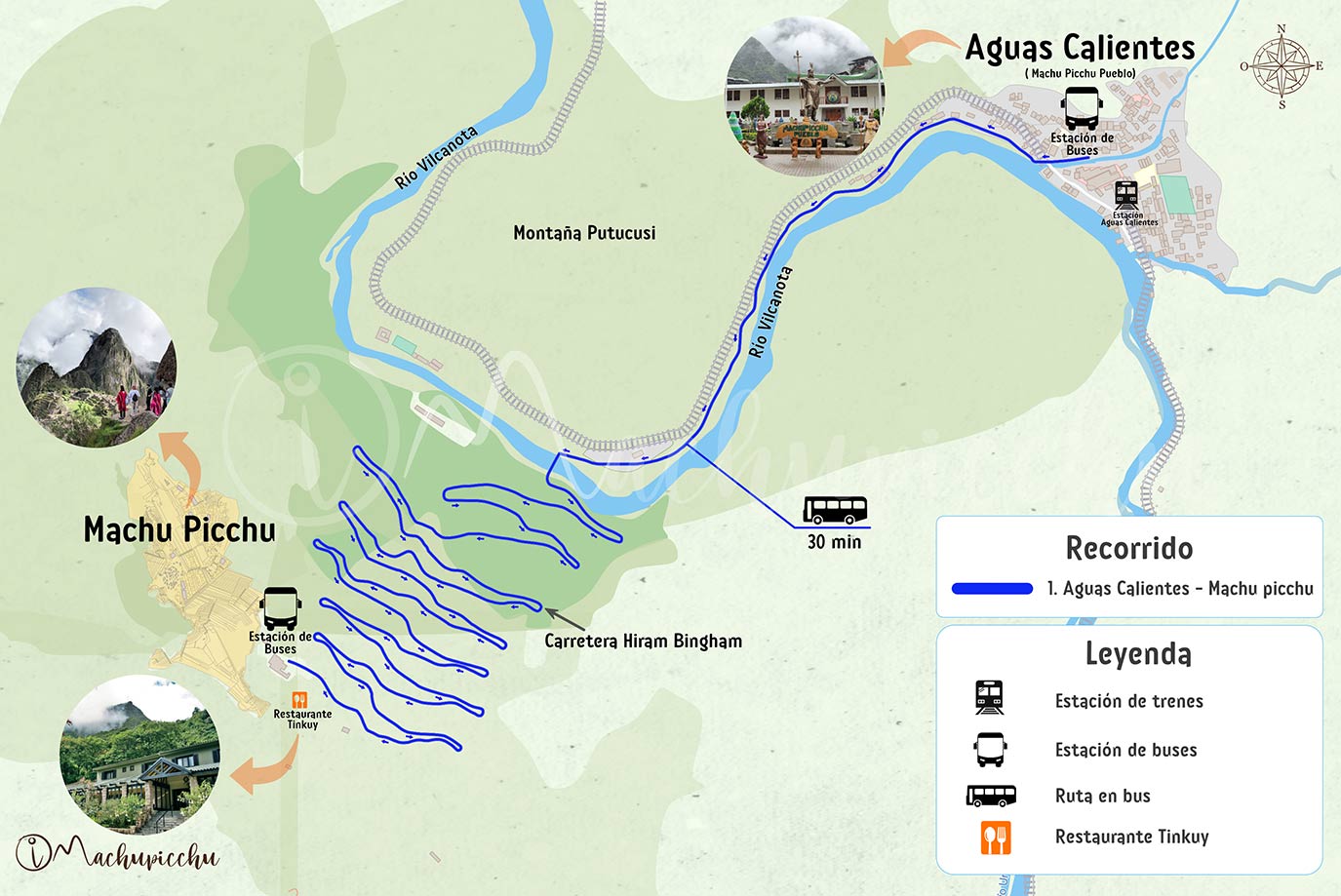 Mapa para llegar a Huchuypicchu