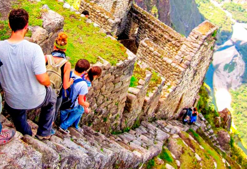 Machu Picchu Descent Steps Huayna Picchu 