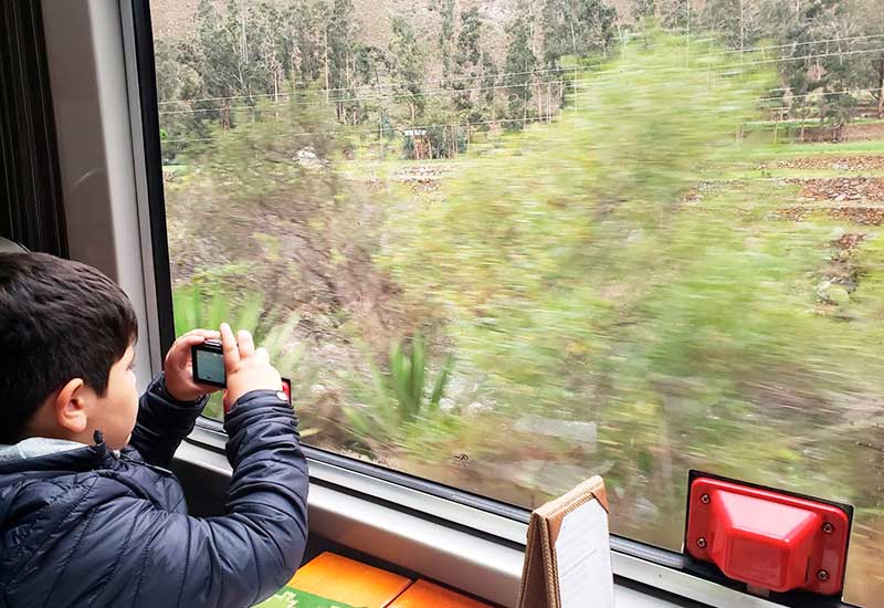 Machu Picchu ragazzo sul treno 