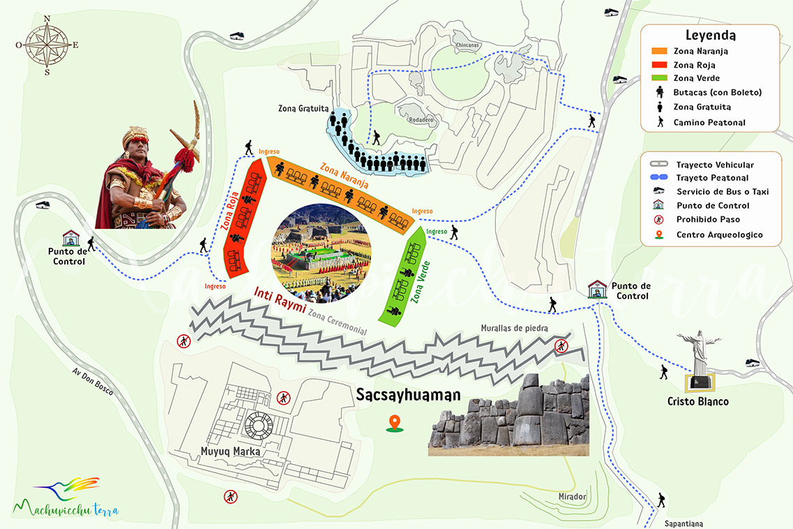 mapa Inti Raymi en Sacsayhuaman