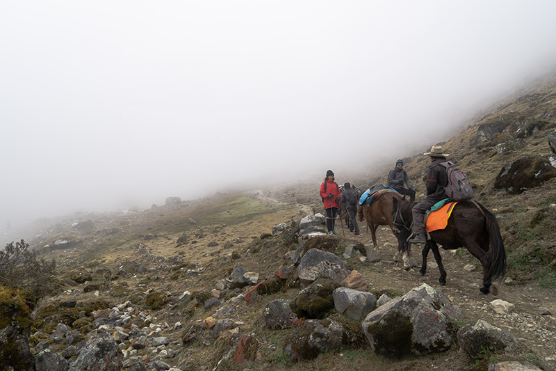 Descending from the Salkantay Pass