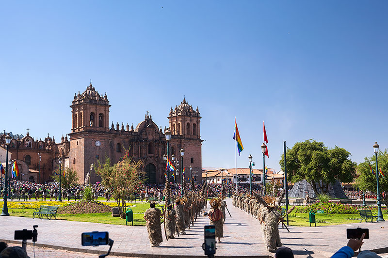 Development of the Inti Raymi in the Plaza de Armas of Cusco