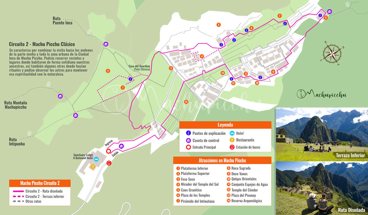 Mapa del circuito 2 - ruta diseñada de Machu Picchu