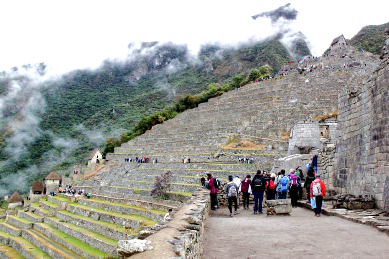 View of the terraces of Machu Picchu