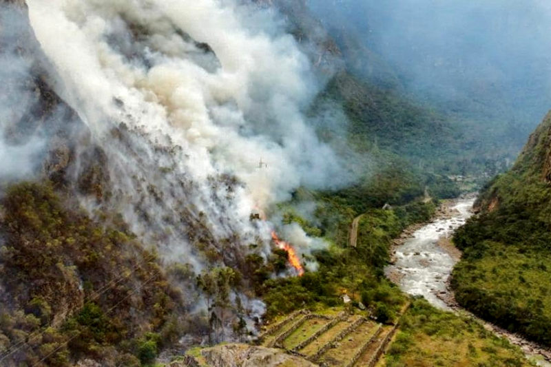 Incendio cerca de Machu Picchu