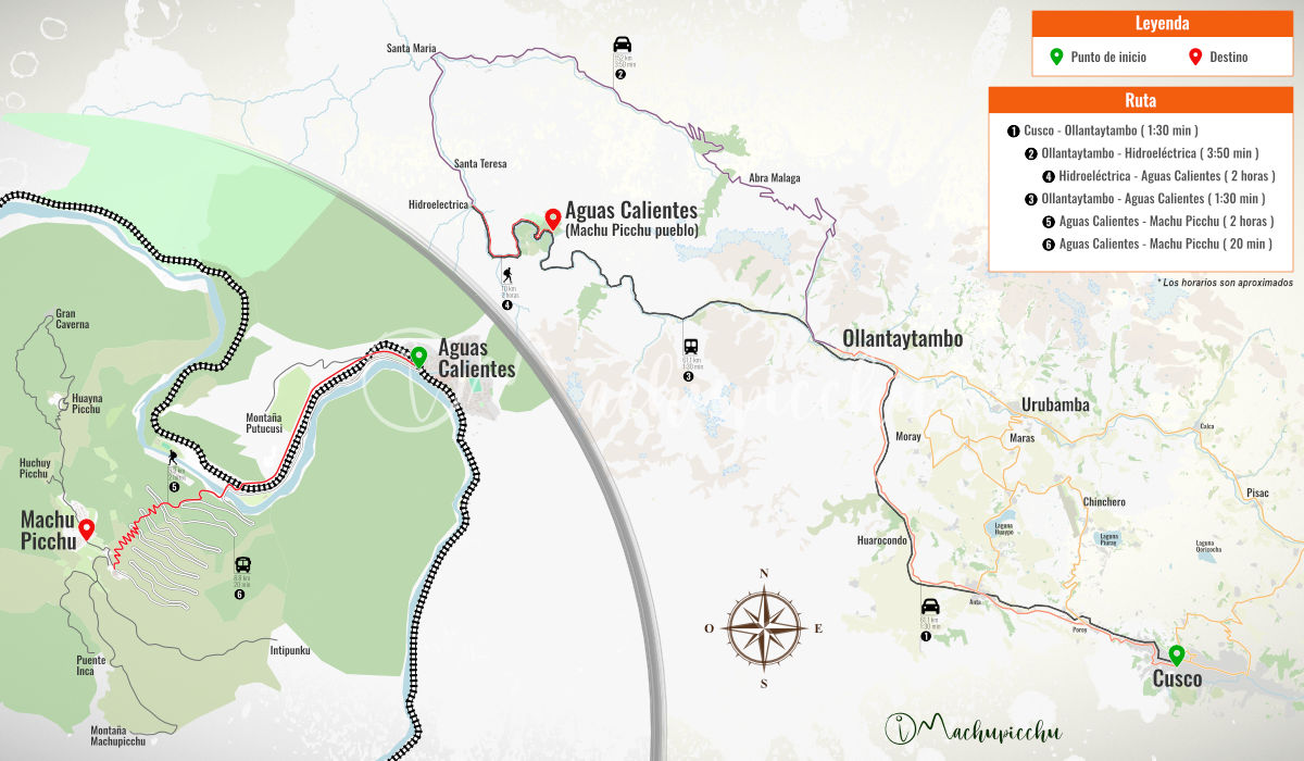Route to Machu Picchu from Cusco