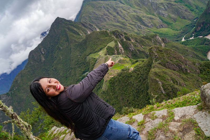 Foto en la cima de la montaña Huayna Picchu