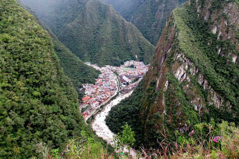View of the town of Machu Picchu from the Putucusi mountain