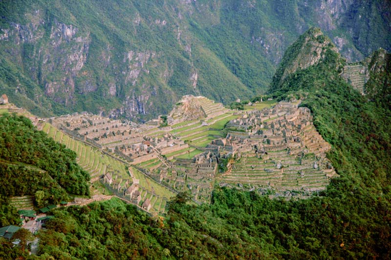 Panoramic view of Machu Picchu from the Inti Punku (The Gate of the Sun)