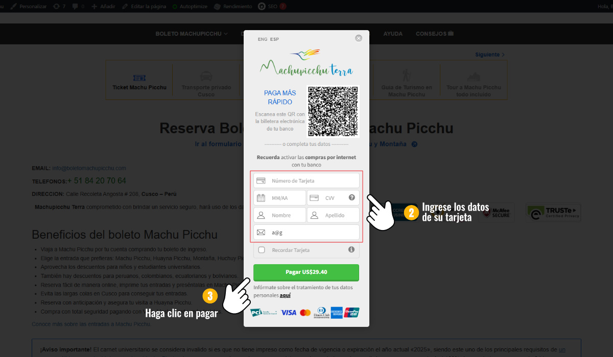 Card payment form