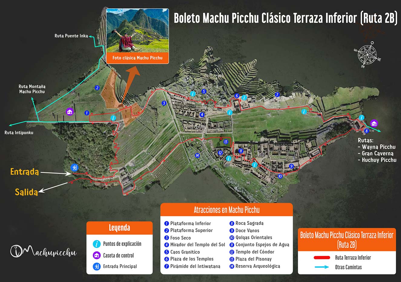 Route map 2B Machu Picchu Lower Terrace