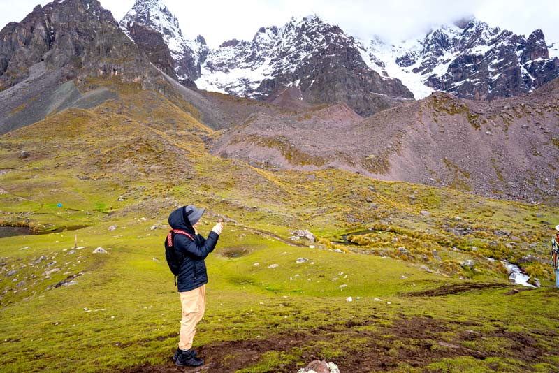 Tourist doing the Ausangate Trek - Cusco